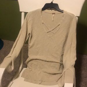 Free people light beige sweater